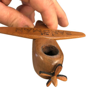 A wooden airplane with the name " noah ".
