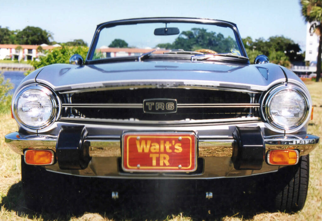 A close up of the front end of a car