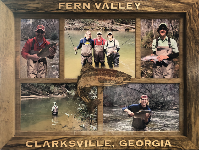 A collage of photos with people fishing.