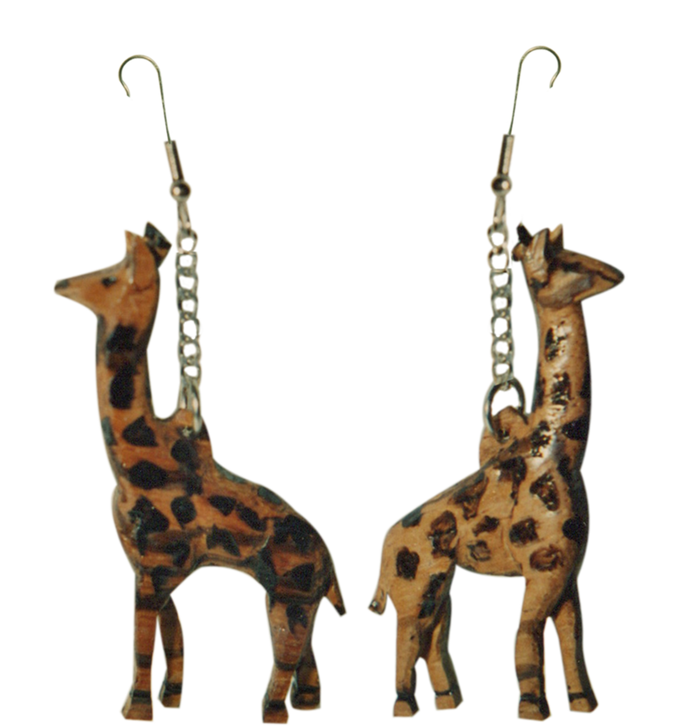 Two giraffes standing next to each other.