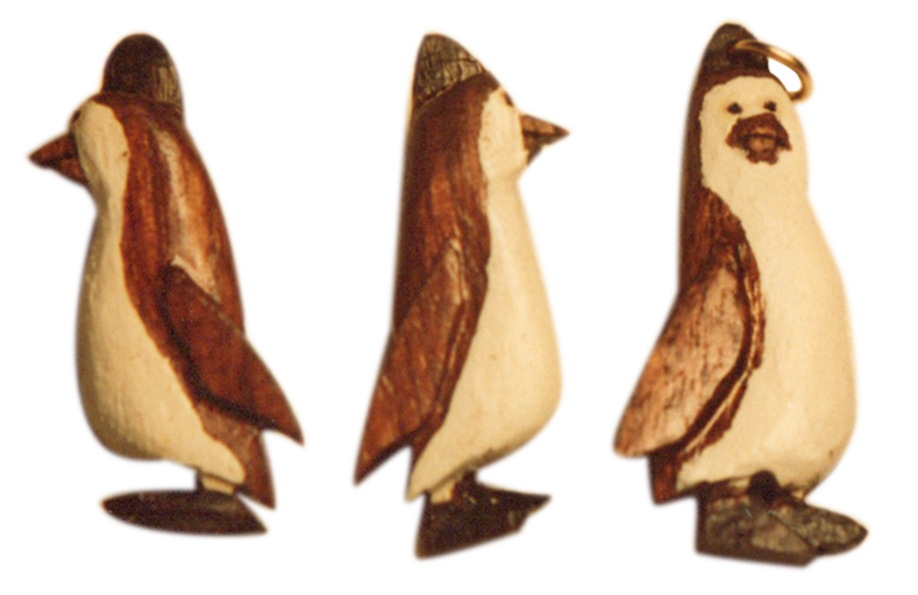 A group of three pictures of a penguin.